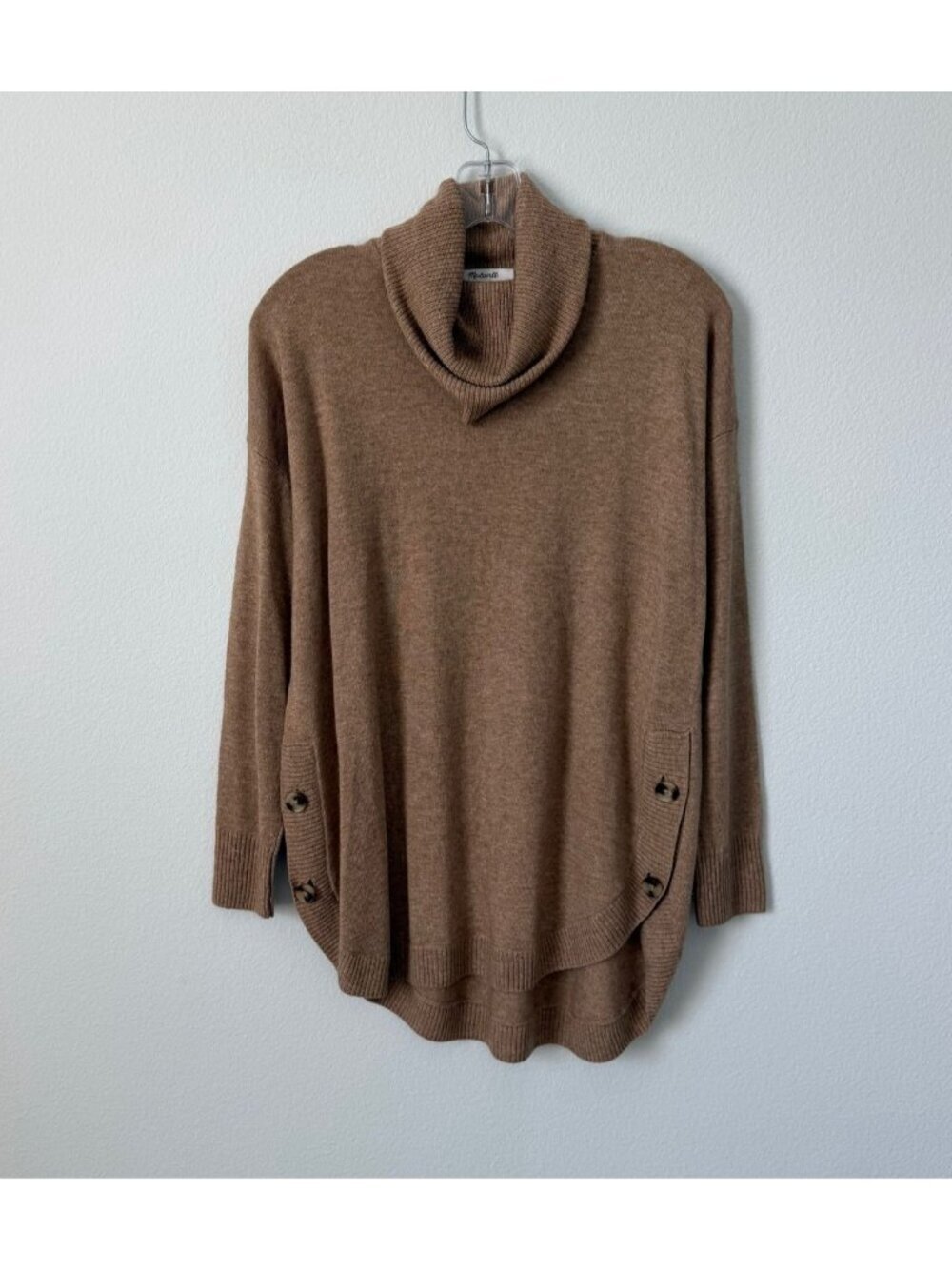 Madewell Long Sleeve Cowl Neck Button Side Wool Blend Sweater Size S